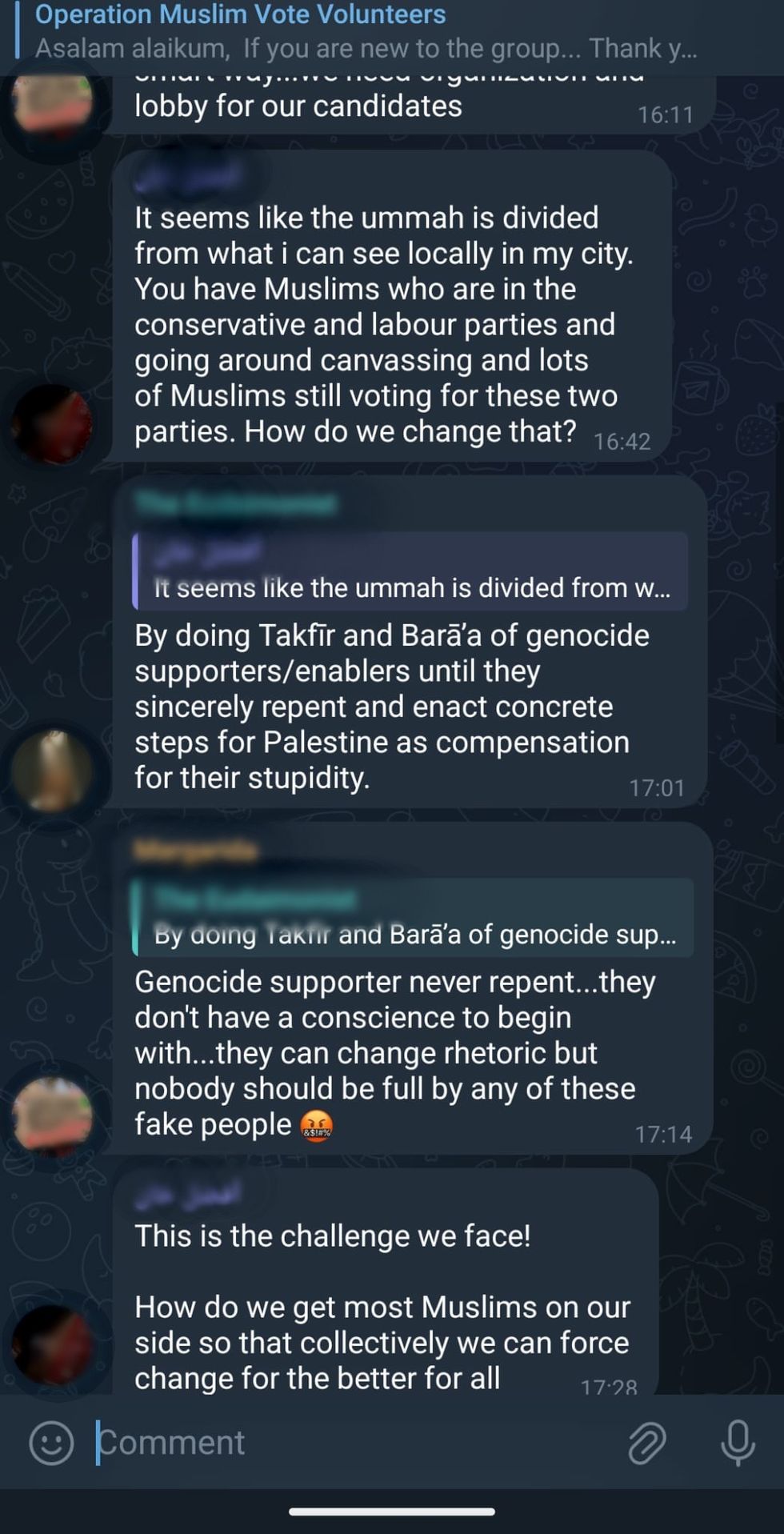 Text messages from Muslim Vote activists obtained by GB News