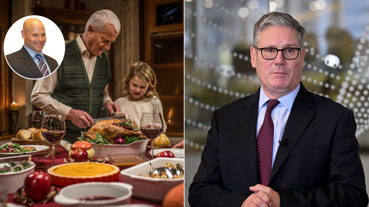 Thanksgiving dinner (left), Keir Starmer (right)
