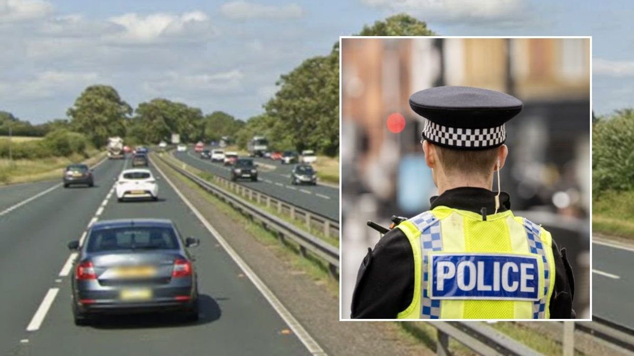 The A64 in Yorkshire and a police officer