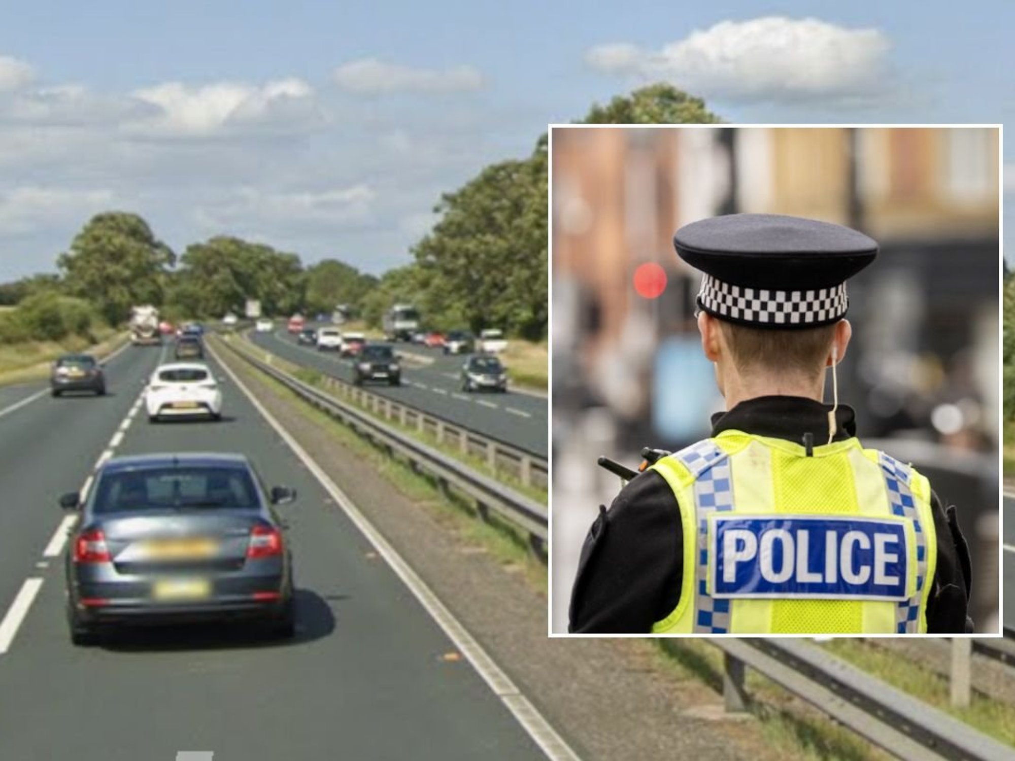The A64 in Yorkshire and a police officer