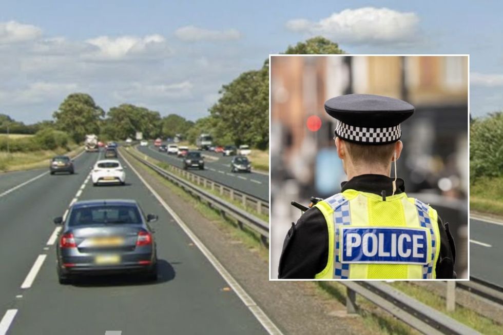 The A64 in Yorkshire and a police officer