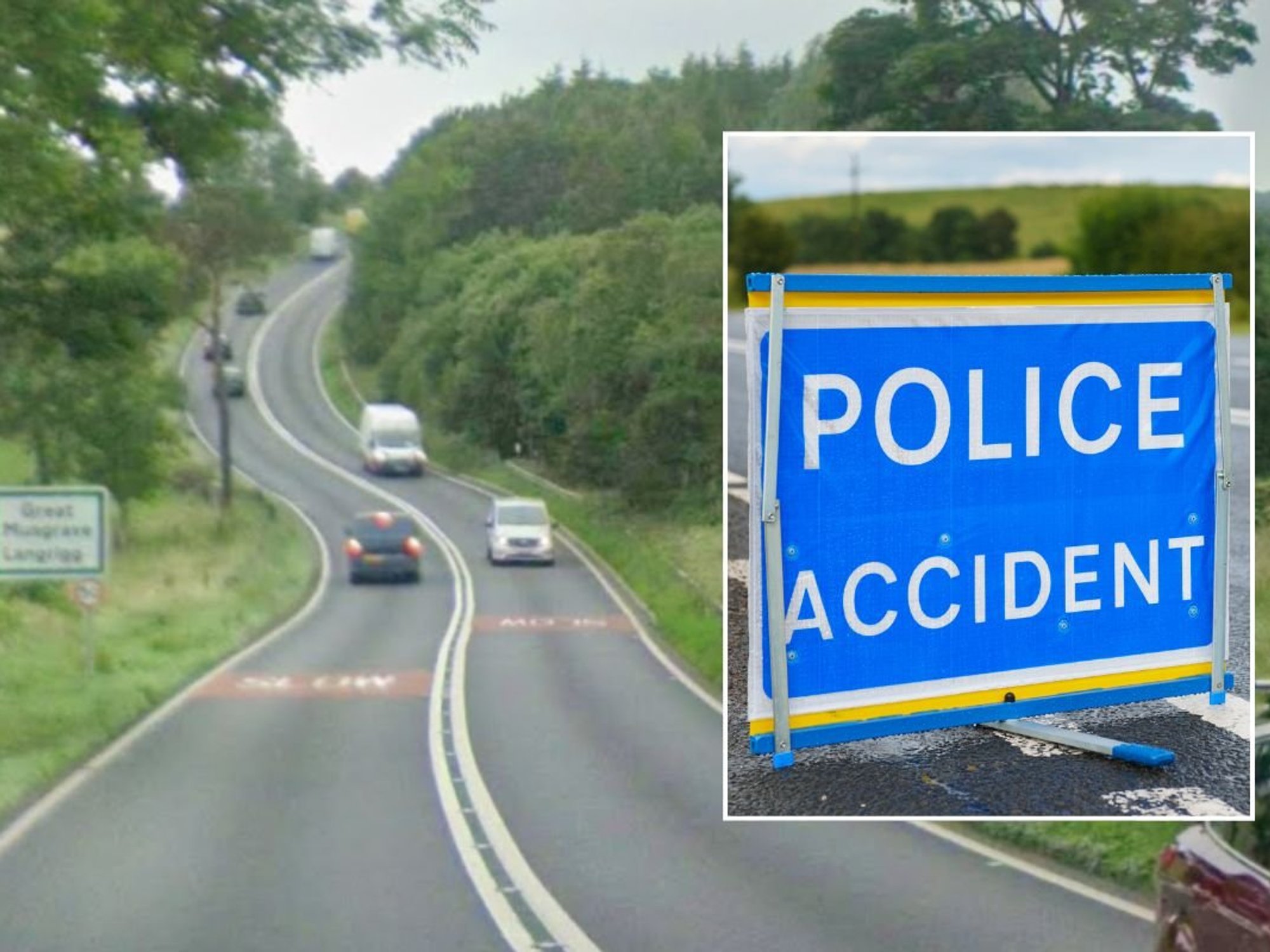 The A66 and a police accident sign