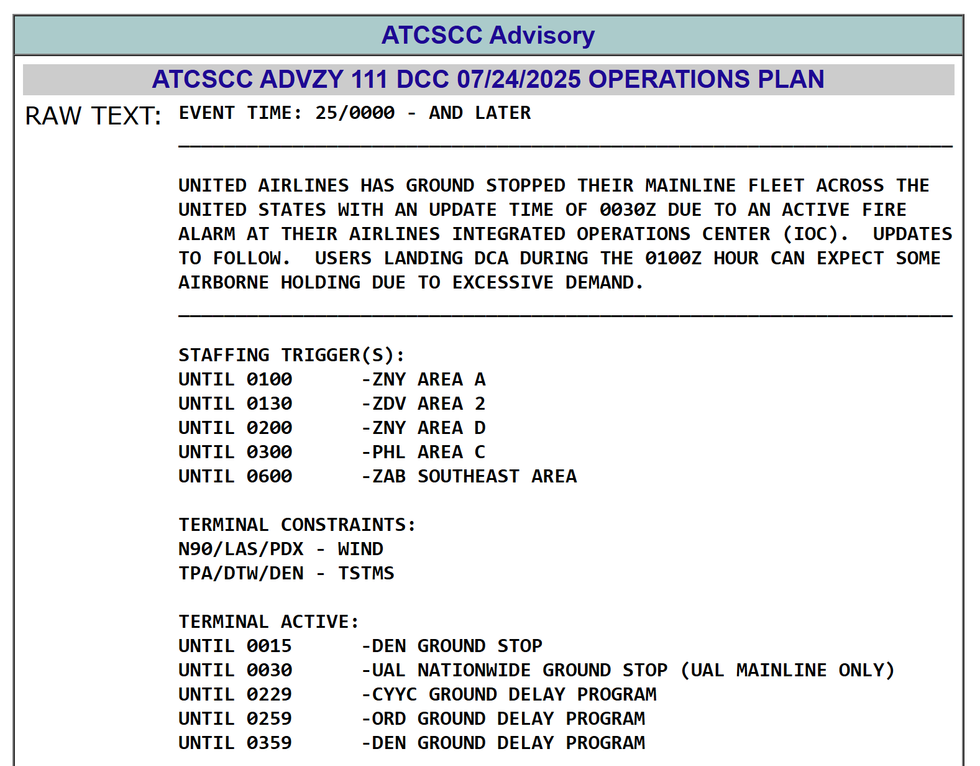 The advisory from the FAA