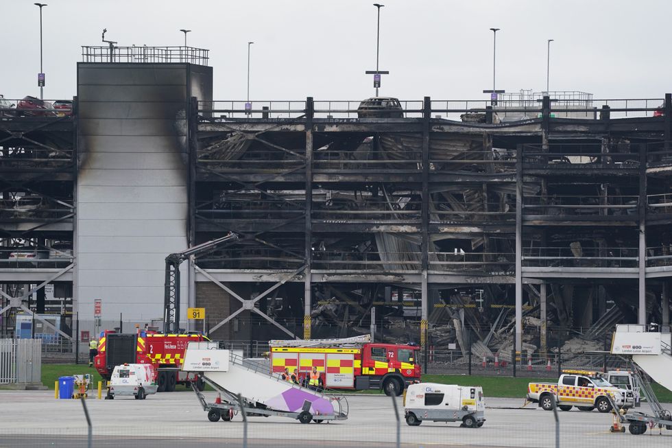 The aftermath of the car park fire at Luton Airport\u200b