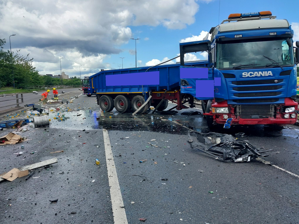 The aftermath of the crash on the M60