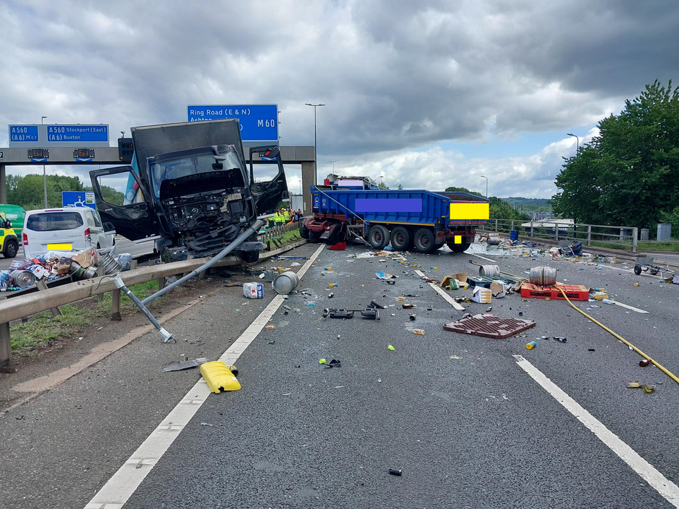 The aftermath of the crash on the M60