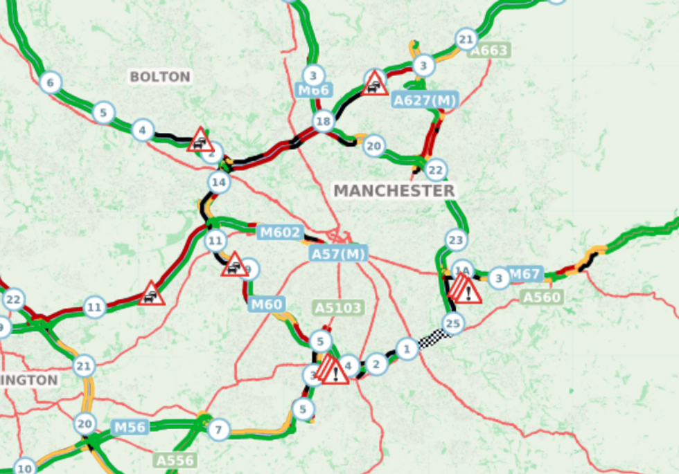 The aftermath of the crash on the M60