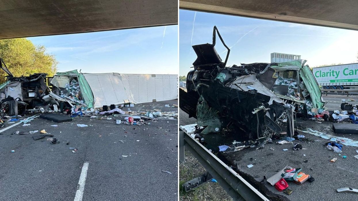 The aftermath of the M40 lorry crash