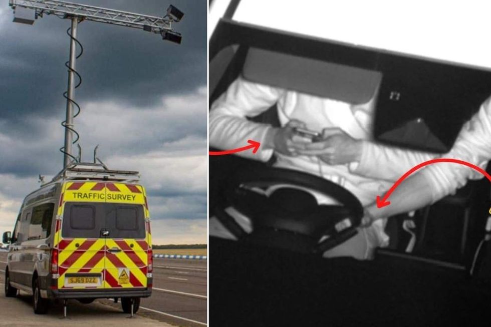 The AI speed camera and a driver using their phone