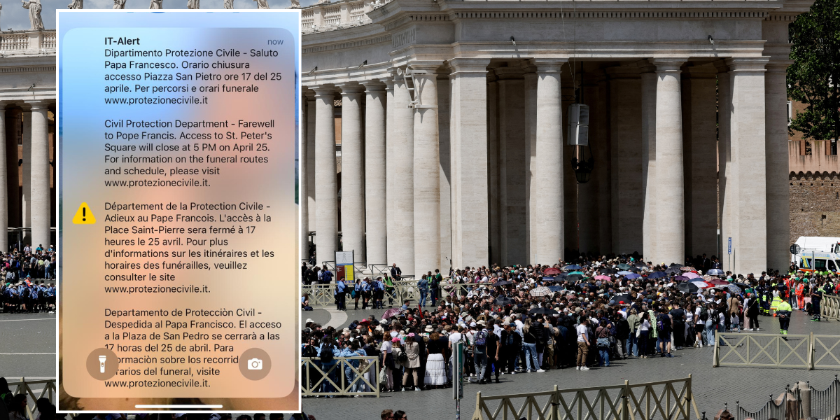 NextImg:Pope Francis funeral: Italy issues urgent alert to millions of mobile phones