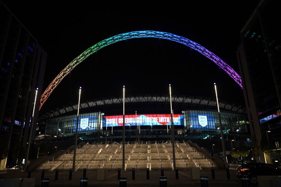 The arch lit up