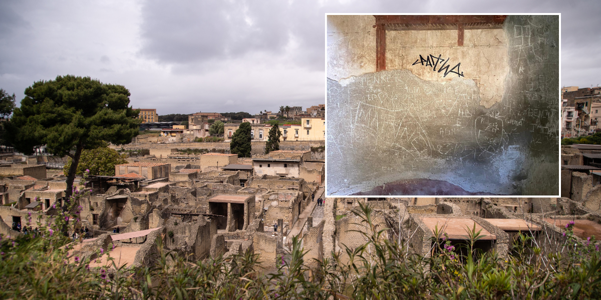 NextImg:Dutch tourist caught signing his own name in permanent marker on ancient Pompeii wall