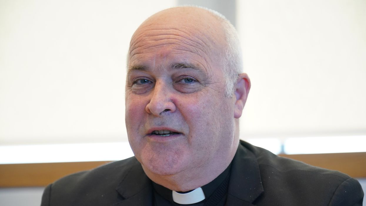 The Archbishop of York Stephen Cottrell speaks during a Church of England press conference at Lambeth Palace Library