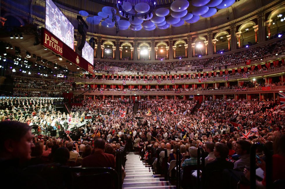 The audience enjoying the BBC Last Night of the Proms, at the Royal Albert Hall in London.