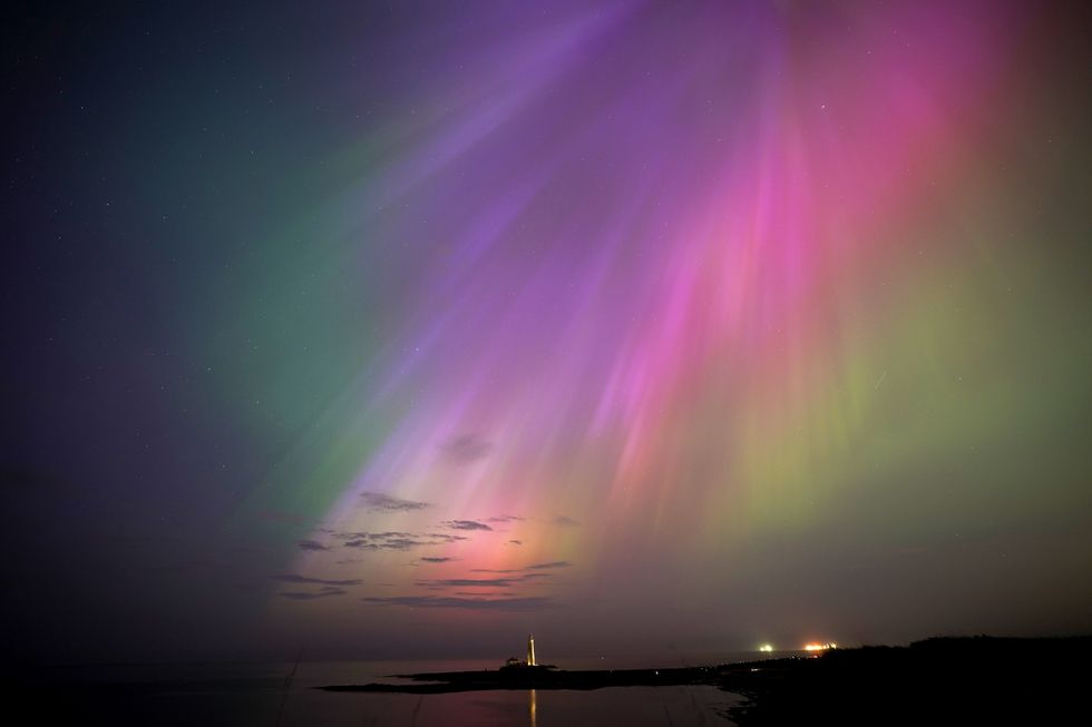 The aurora borealis at St Mary's Lighthouse