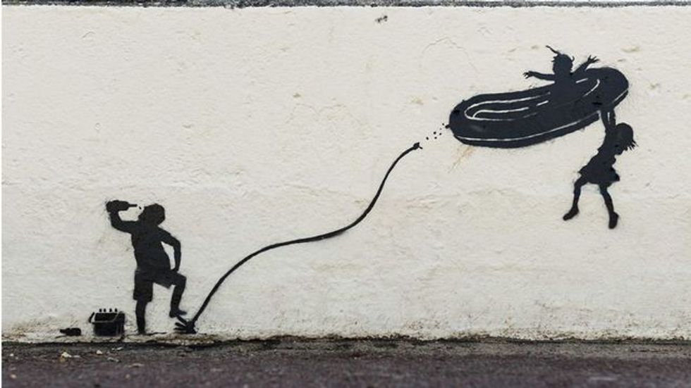 The Banksy artwork at Gorleston-on-Sea, in Norfolk