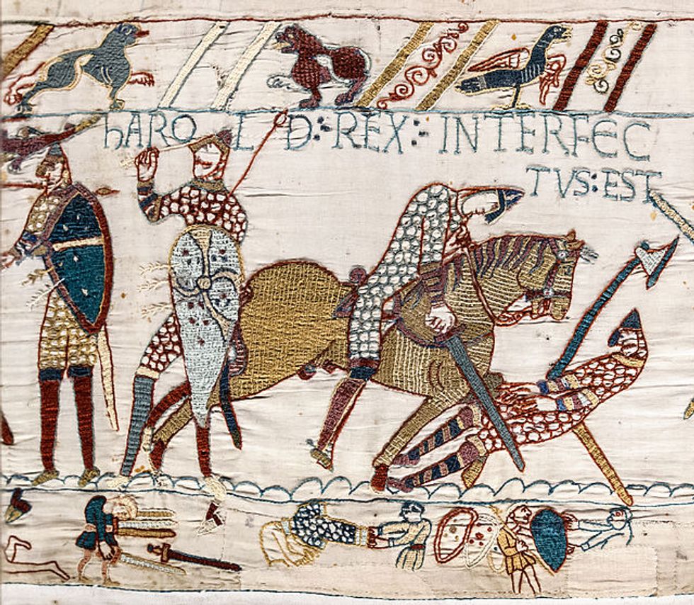 The Bayeux Tapestry depicts William the Conqueror's invasion of England