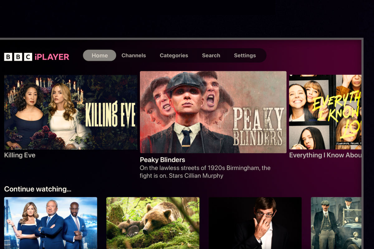 the bbc iplayer homepage, with previews of some of the biggest new boxsets and shows on the streaming service  