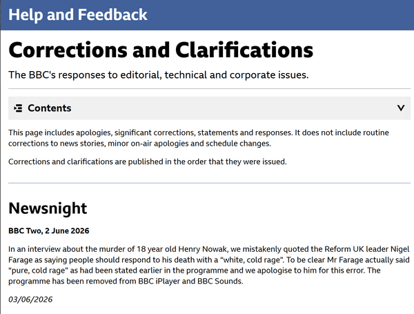 The BBC released its correction and clarification earlier today