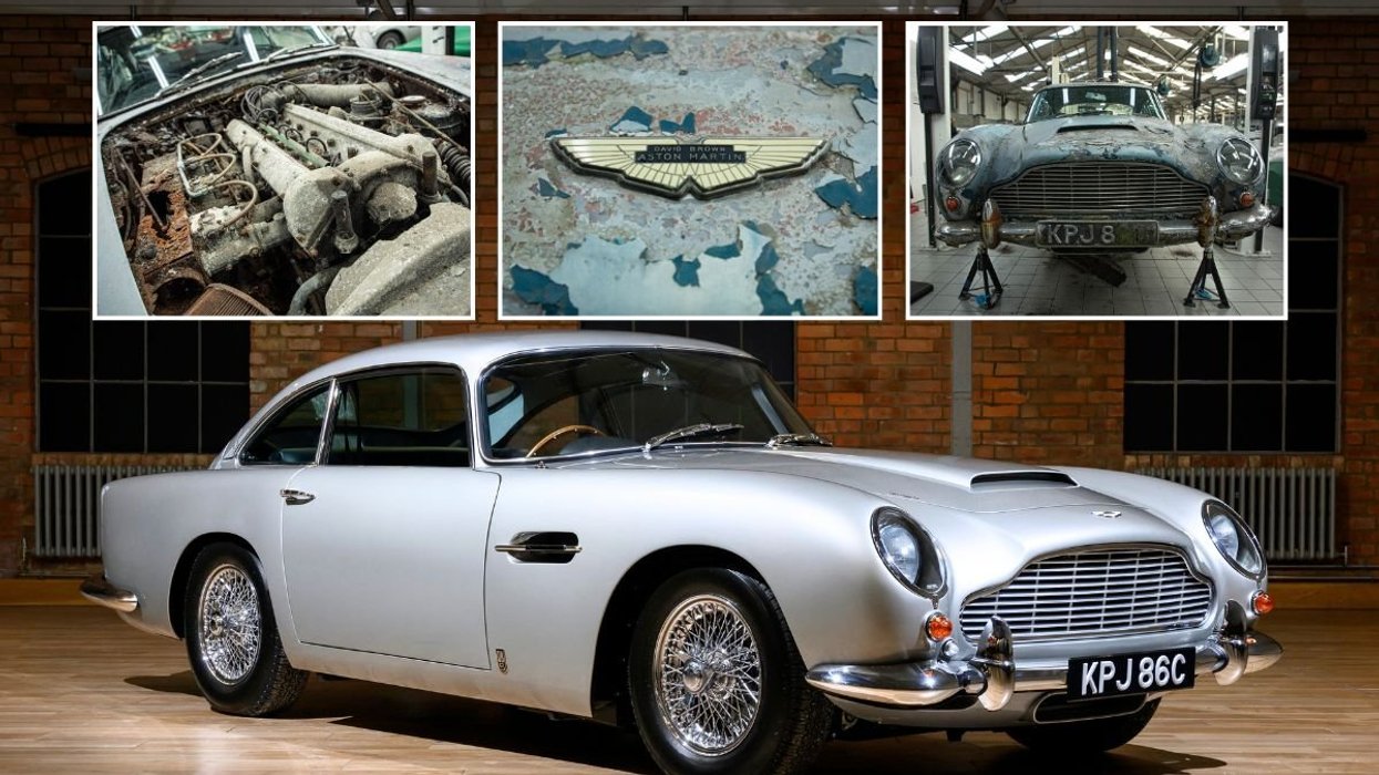 The before and after of the restored Aston Martin DB5