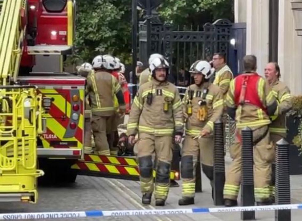 The blaze sparked an immediate response in Trafalgar Square
