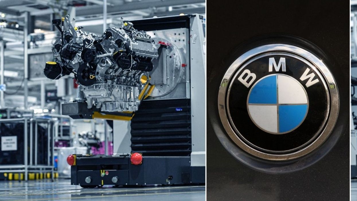 The BMW Hams Hall factory and a BMW logo