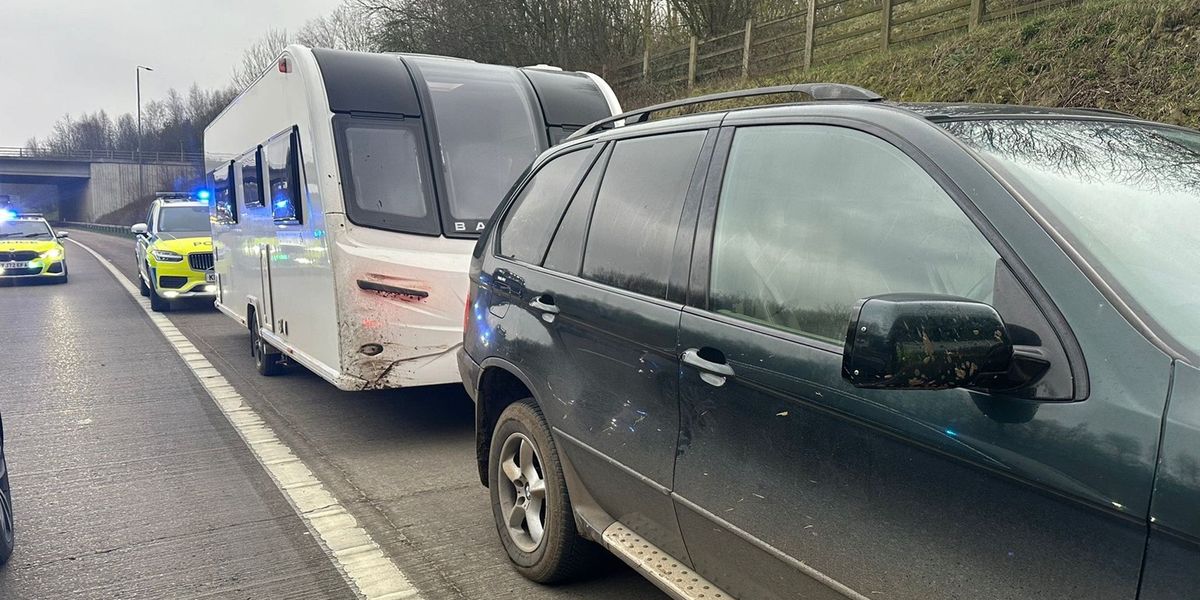 NextImg:Police launch manhunt for boy, 12, who 'drove BMW for 40 miles while towing stolen caravan'
