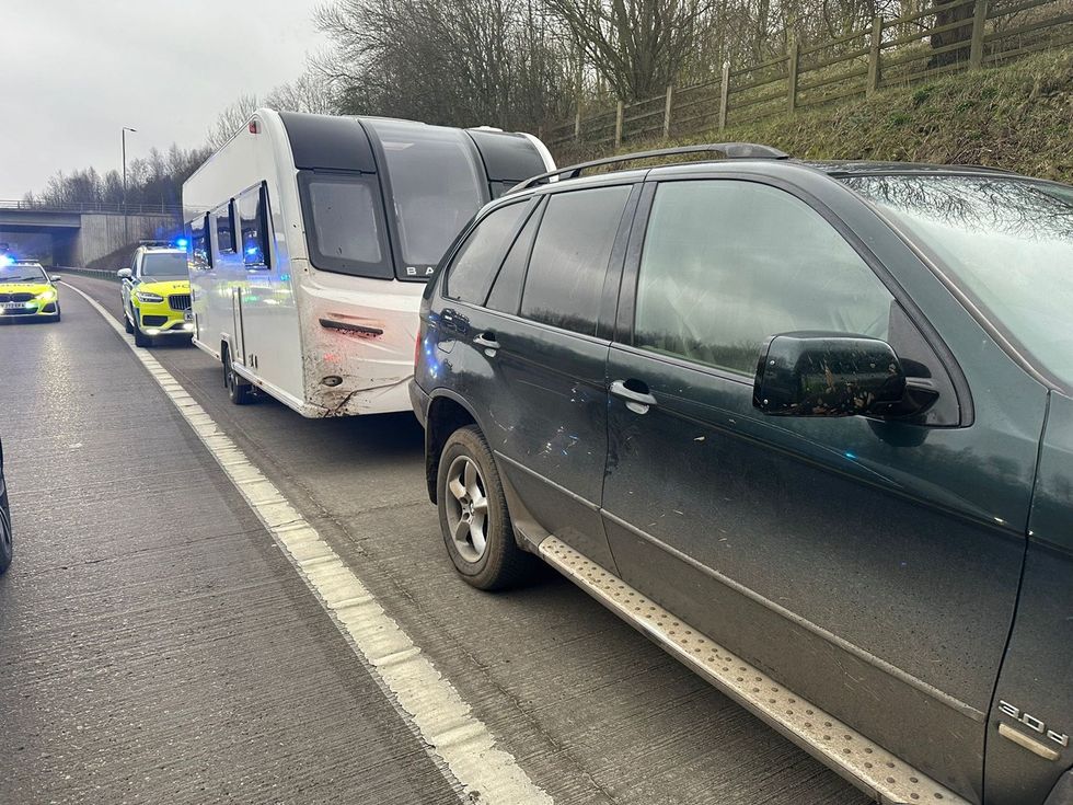 The BMW X5 towing the caravan