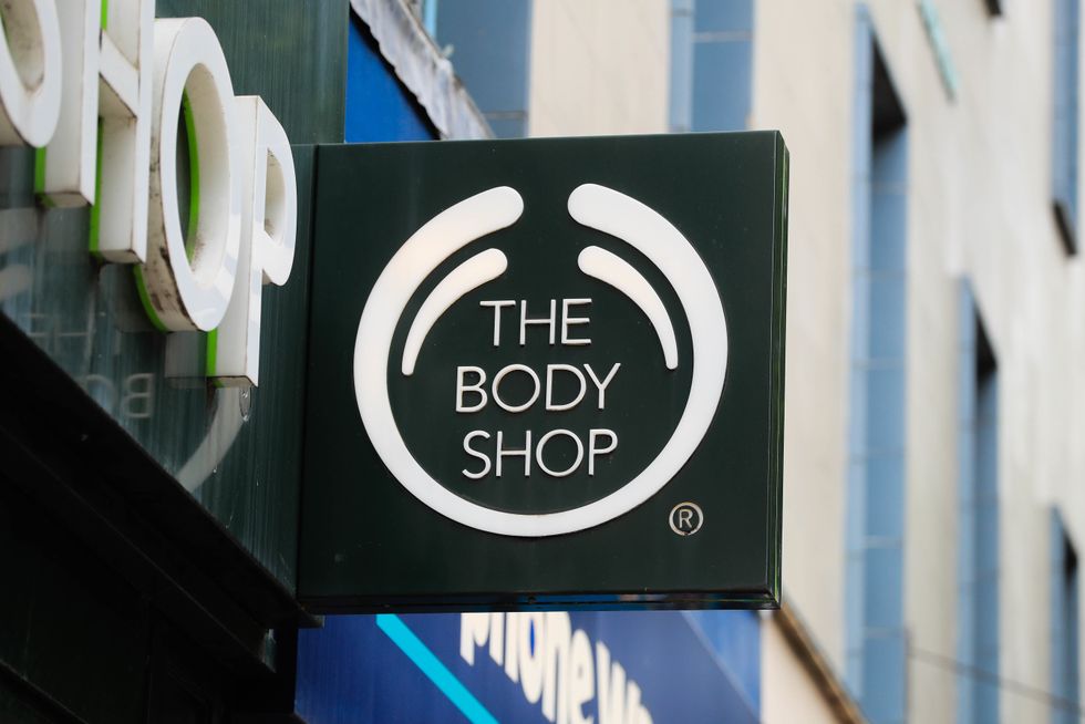 The Body Shop logo in pictures outside store