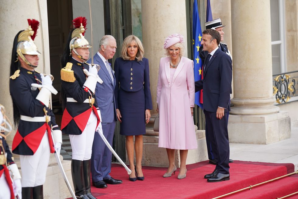The British monarchs meet with Emmanuel Macron and Brigitte Macron
