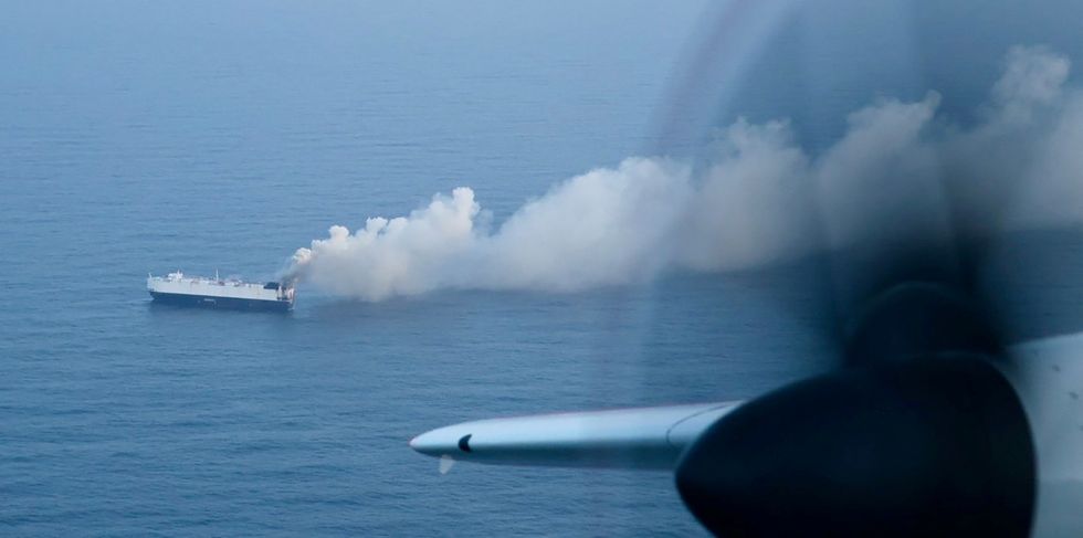 The burning Morning Midas near Alaska