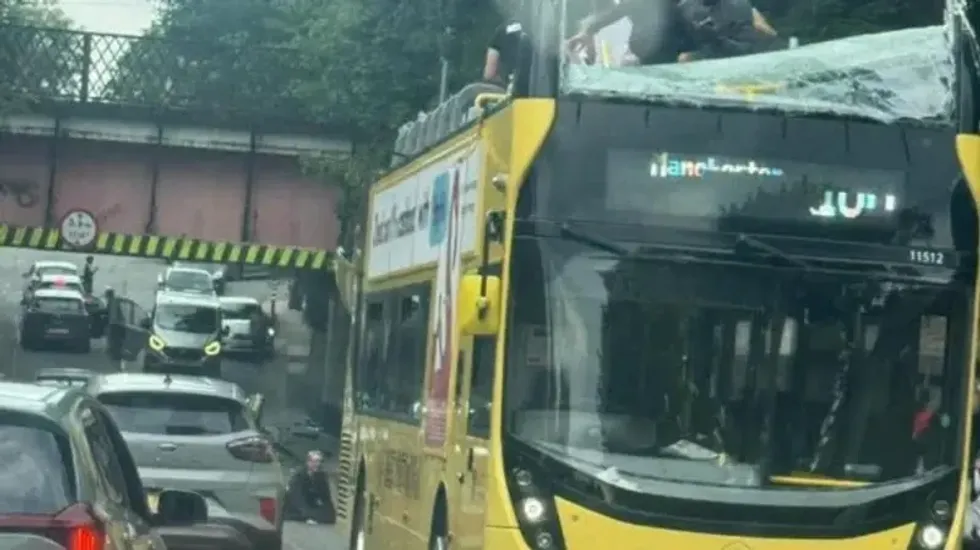 The bus crashed into the bridge on Barton Lane