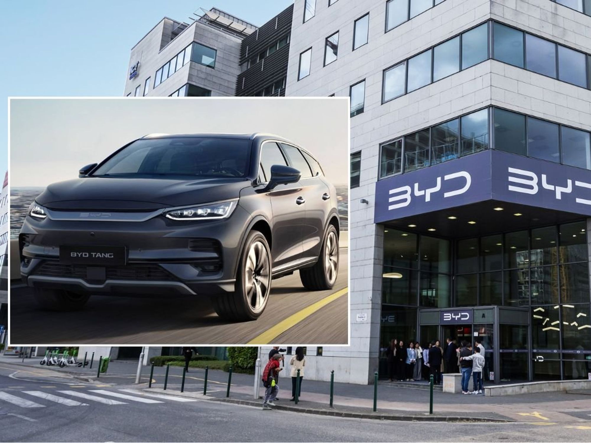 The BYD Tang and BYD's HQ in Budapest, Hungary