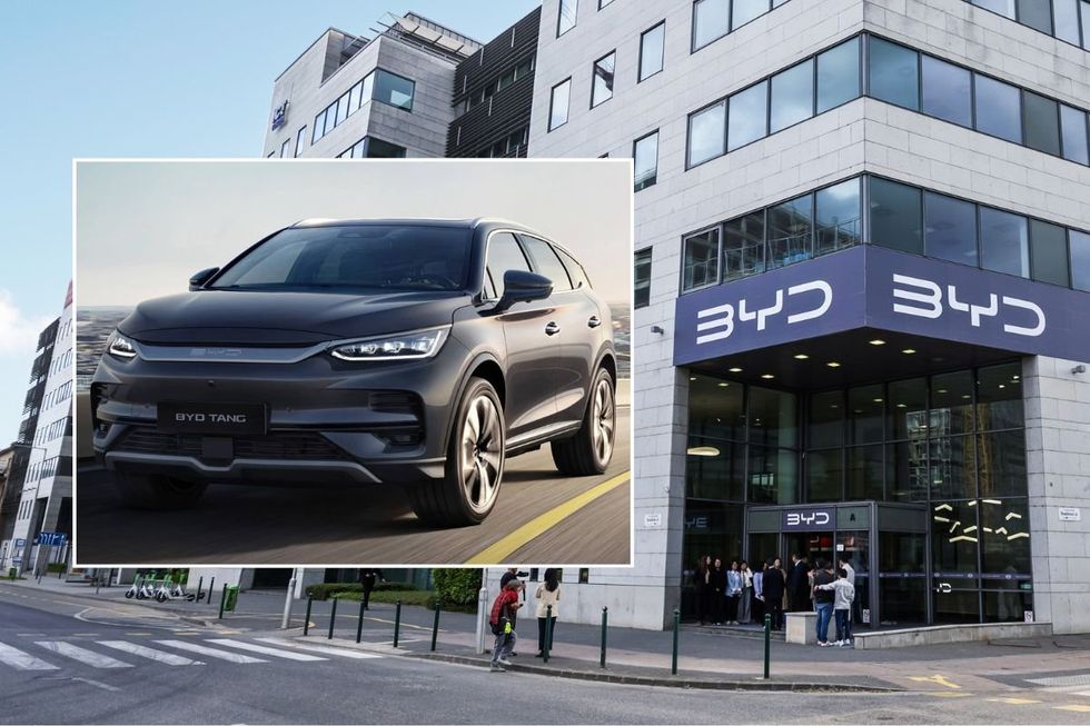 The BYD Tang and BYD's HQ in Budapest, Hungary