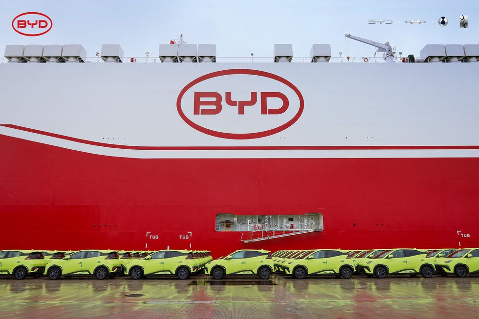 The BYD Xi'an ship is capable of carrying 7,000 'new energy vehicles' to Europe
