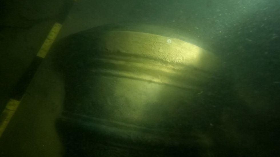 The cannon spotted in the wreckage