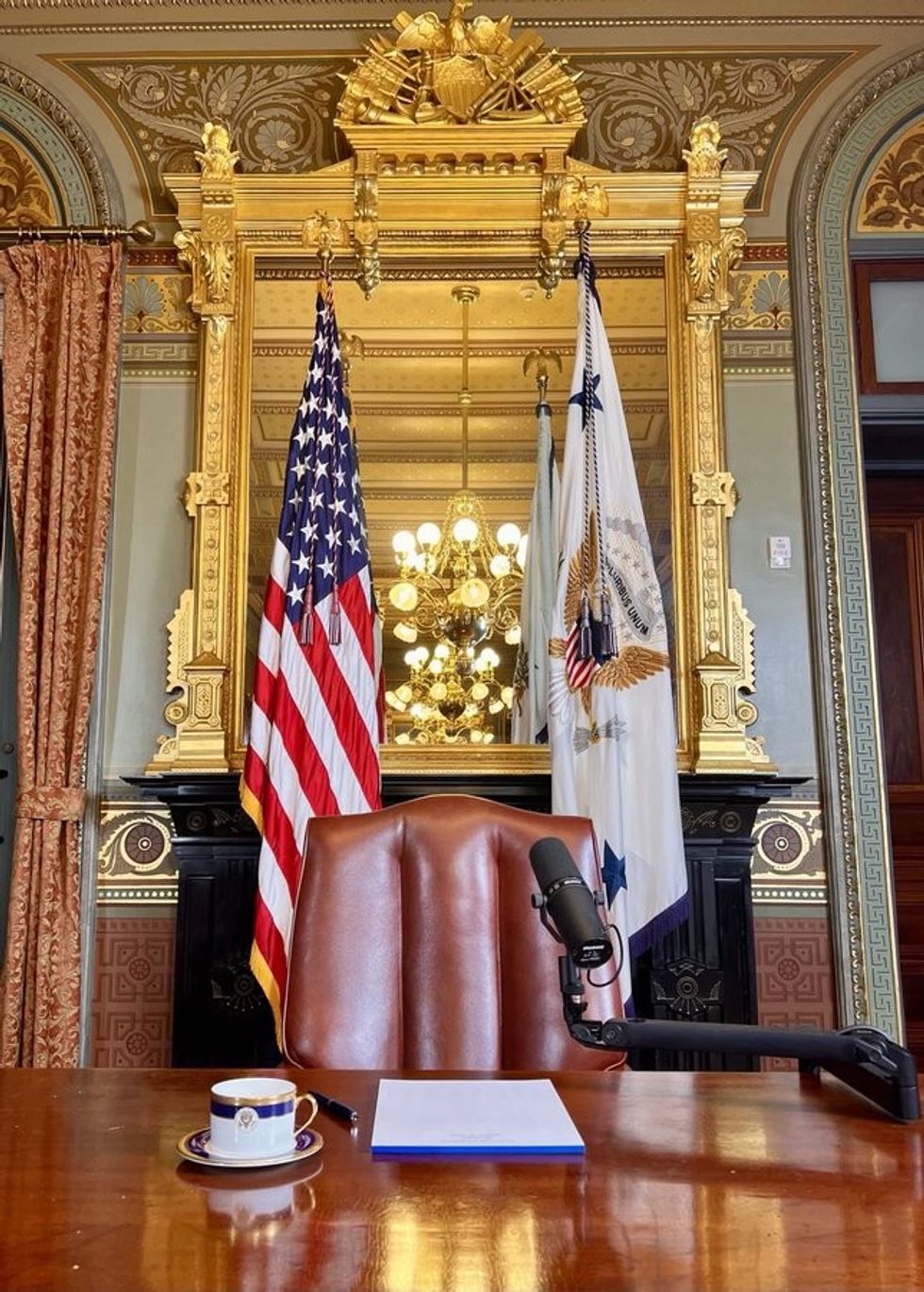 The chair from which JD Vance will host The Charlie Kirk Show