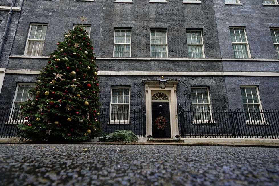 The Christmas tree outside 10 Downing Street, Westminster, London. Picture date: Saturday November 27, 2021.