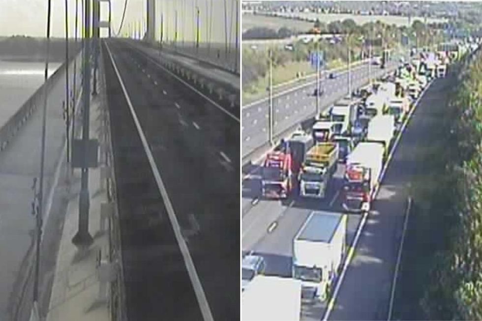 The closure of the M48 Severn Bridge and the M25 traffic