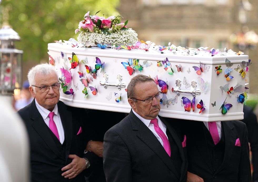 The coffin of nine-year-old stabbing victim Lilia Valutyte being carried into St Botolph's Church in Boston, Lincolnshire.
