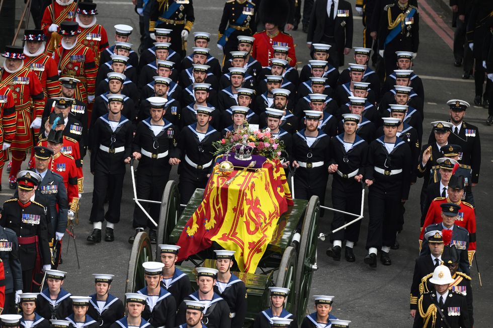 The coffin of Queen Elizabeth II