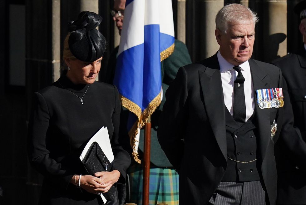 The Countess of Wessex and The Duke of York leaving a Service of Prayer and Reflection for the Life of Queen Elizabeth II at St Giles' Cathedral, Edinburgh. Picture date: Monday September 12, 2022.
