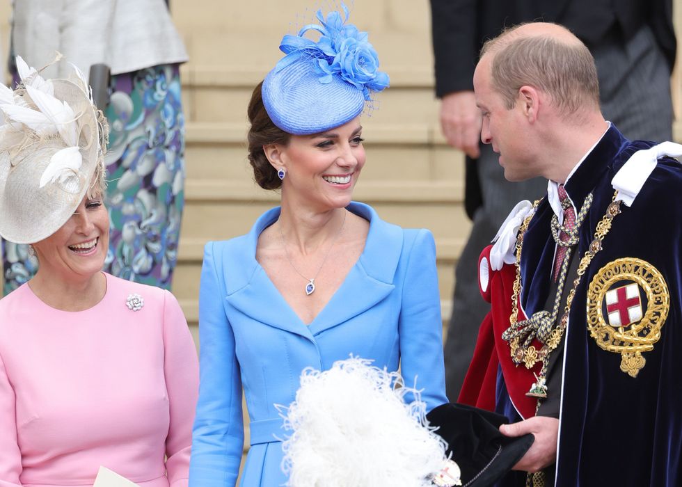 The Countess of Wessex, The Duchess of Cambridge and The Duke of Cambridge attend the annual Order of the Garter Service at St George's Chapel, Windsor Castle. Picture date: Monday June 13, 2022.