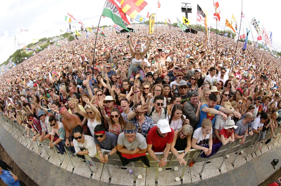 The crowd at the Glastonbury Festival, at Worthy Farm in Somerset.