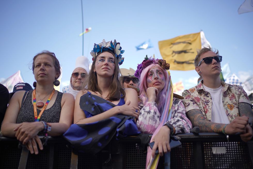 The crowd listens to climate activist Greta Thunberg