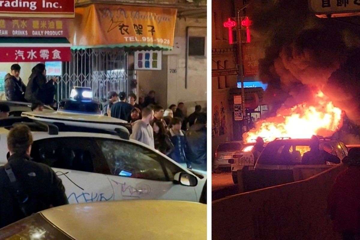 The damage done to the self-driving car in San Francisco