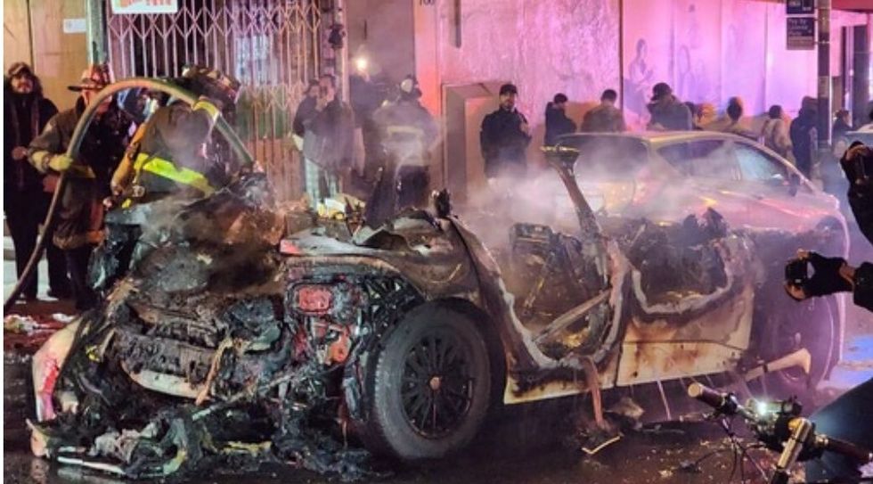 The damage done to the self-driving car in San Francisco