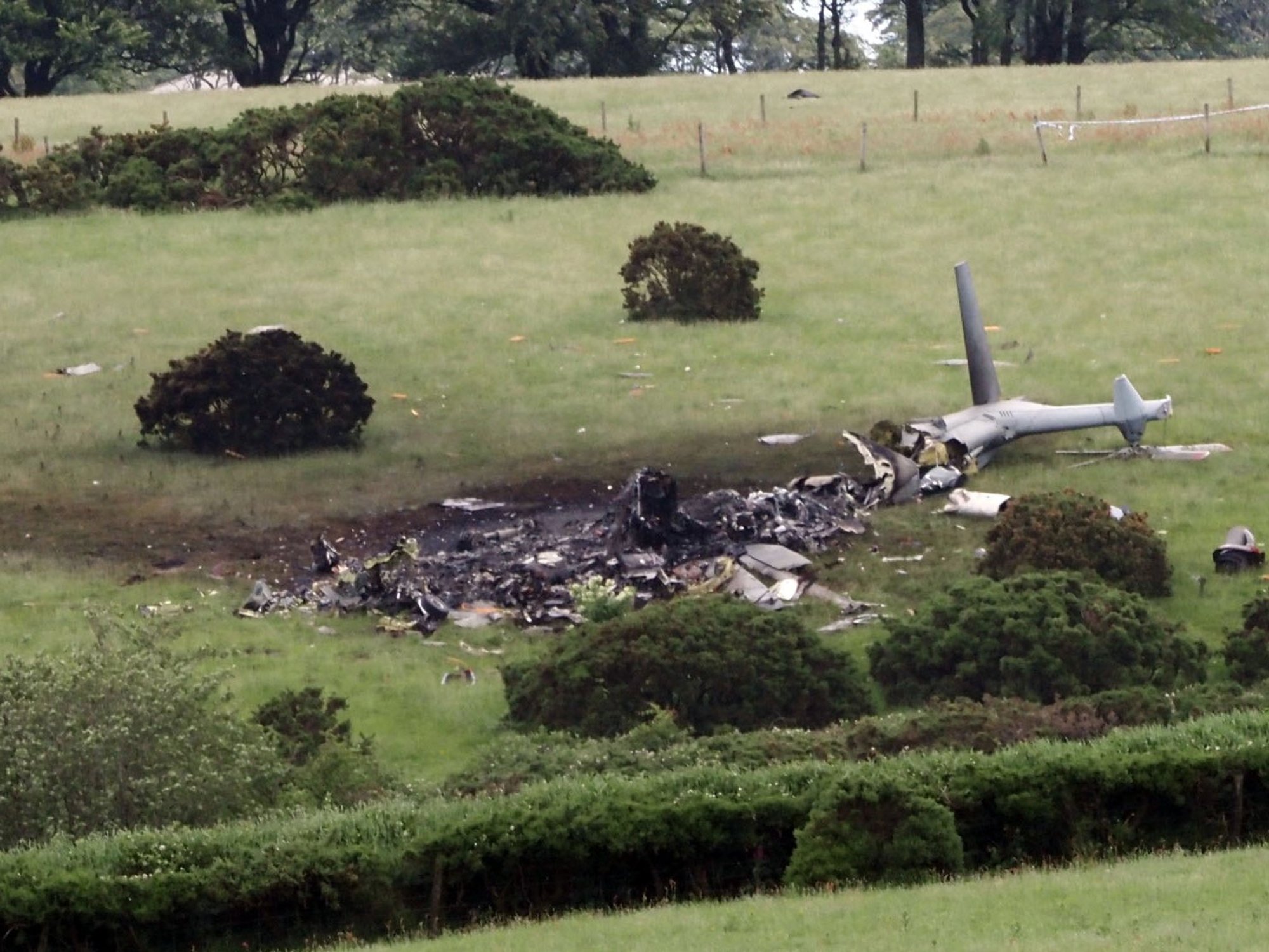 The debris from the crash site in Sourton Down