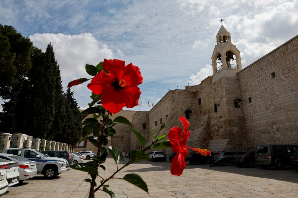The deserted area outside the Church of the Nativity in Bethlehem
