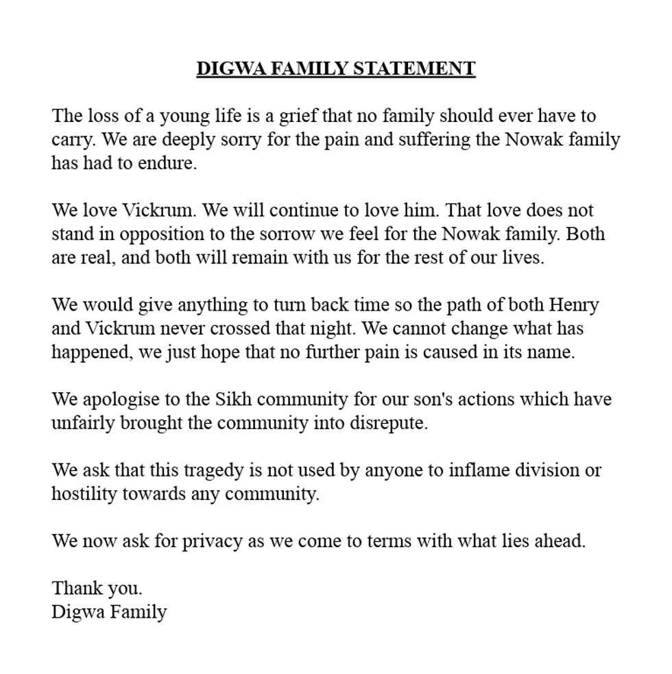 The Digwa Family statement